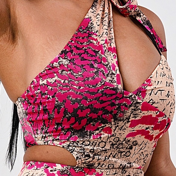 ANIMAL ONE-SHOULDER TIE JUMPSUIT - Picture 5 of 7